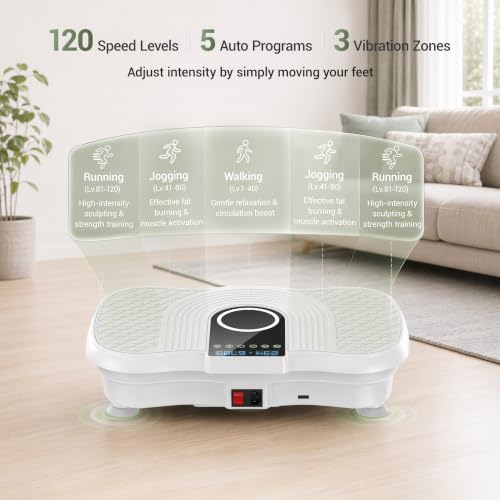 White Vibration Plate Exercise Machine 450lbs Capacity Full Body Shaker
