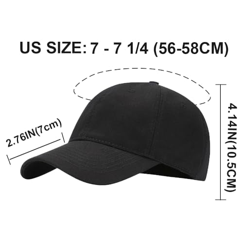 Men's Classic Adjustable Cotton Dad Baseball Cap 2 Pack Small Large Black