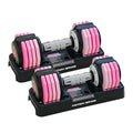Pink Adjustable Dumbbells Set 12.5LB with Fast 1-Second Weight Change - Home Gym Equipment