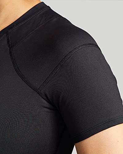 Tommie Copper Women's Shoulder Support Shirt Medium Black Posture Corrector with UPF 50
