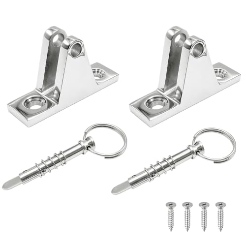 2 Pack 316 Stainless Steel Bimini Top 90° Deck Hinges with Removable Pin - Saltwater Marine Hardware
