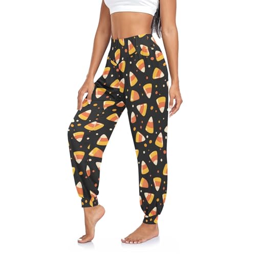 Boho Yoga Pants for Women Medium Multicolour High Waist Joggers for Workout & Lounge