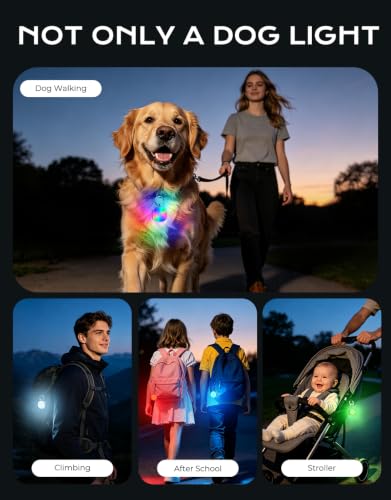 Cuvccn Safety Light 100LM 4 Modes Dog Collar & Backpack Light 2 Pack - Black+Red