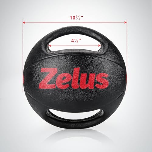 ZELUS 20 lb Dual Grip Exercise Medicine Ball for Strength & Core Training