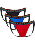 Men's 3-Pack Breathable Athletic Supporter Jockstrap Underwear - Large Lychee Blue Black