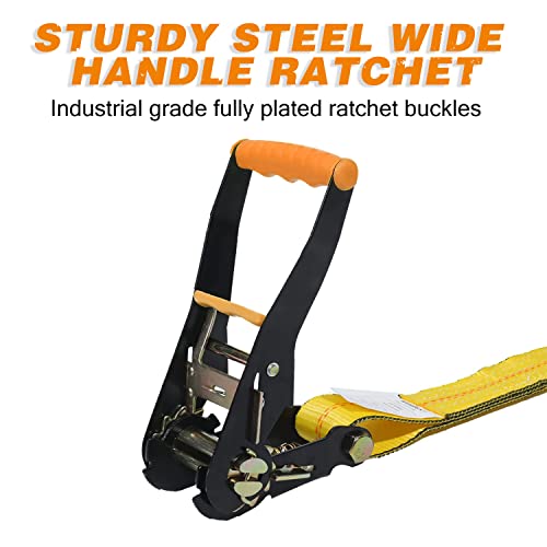 Autofonder Car Tie Down Kit 4-Pack - 2x10ft Ratchet Straps with Snap Hooks, Vehicle Cargo Securement