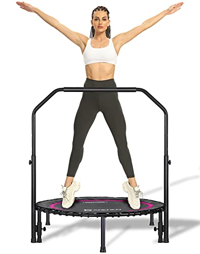 DARCHEN 40 Inch Rose Red Mini Trampoline for Adults, Indoor Rebounder Exercise Equipment, 550FHB-RoseRed