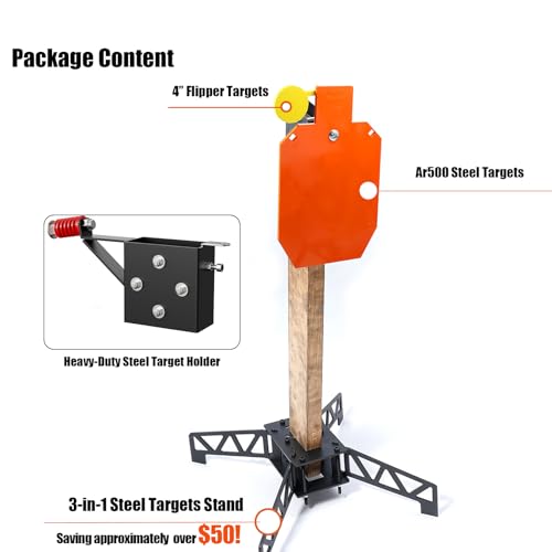3/8" AR500 Hostage Reactive Shooting Target & 3-in-1 Stand Base