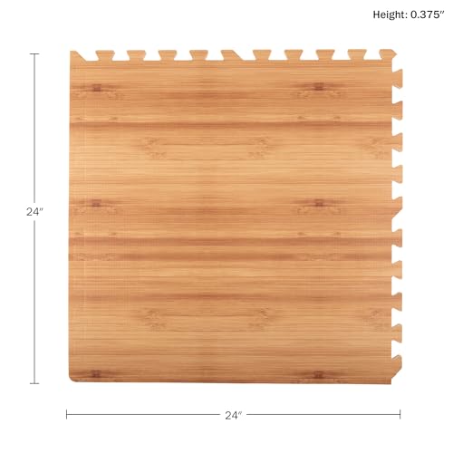 Stalwart Natural Wood Grain Foam Floor Tiles 24-Pack - Interlocking Puzzle Mats for Gym & Home