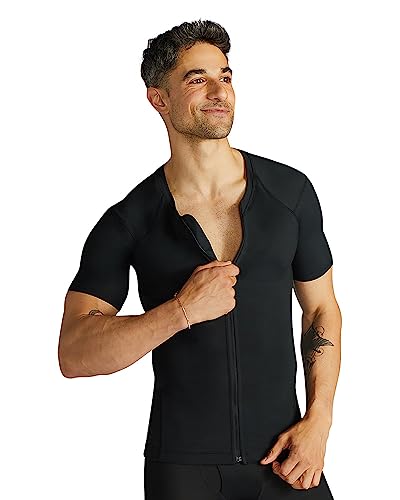 Tommie Copper Men's X-Large Short Sleeve Compression Shirt with Front Zipper - Black