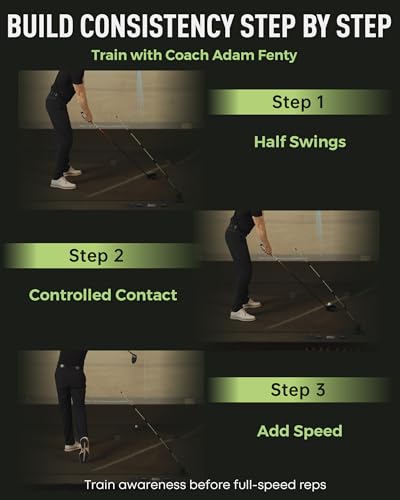 Golf Swing Plane Trainer with Adjustable Alignment Stick and Stable Metal Base