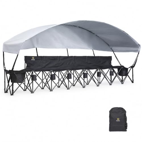 Nice C 6 Seat Folding Team Bench with Canopy & Cooler - Sports & Outdoor