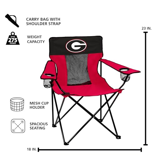 Georgia Bulldogs Elite Portable Chair with Cup Holder - Outdoor Tailgate Seating