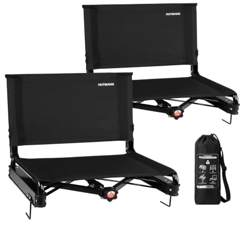 HUTMANG Wide 2-Pack Swivel Stadium Seats with Back & Cushion, Adjustable Tension