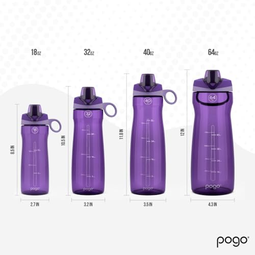 Pogo BPA-Free 32oz Water Bottle with Chug Lid - Purple, Leakproof Drinkware