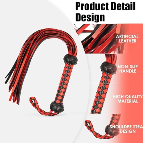 Red Horse Riding Crop Whip for Horses Training Faux Leather 23 Inch - Variation of THIS listing