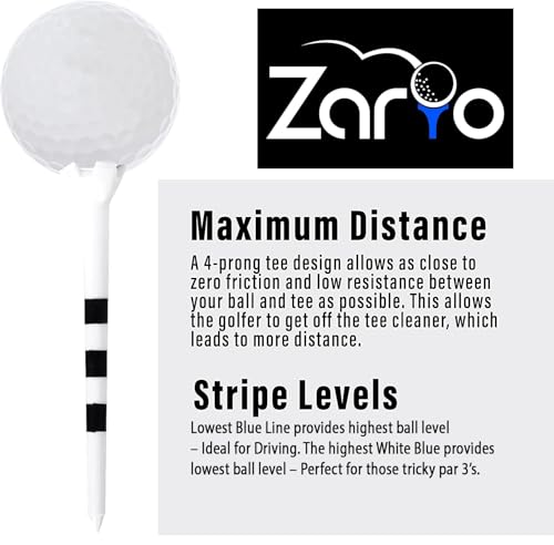 Black Plastic Golf Tees Combo 3 1/4 Inch and 1 1/2 Inch Near Unbreakable 4 Prong with Height Marker