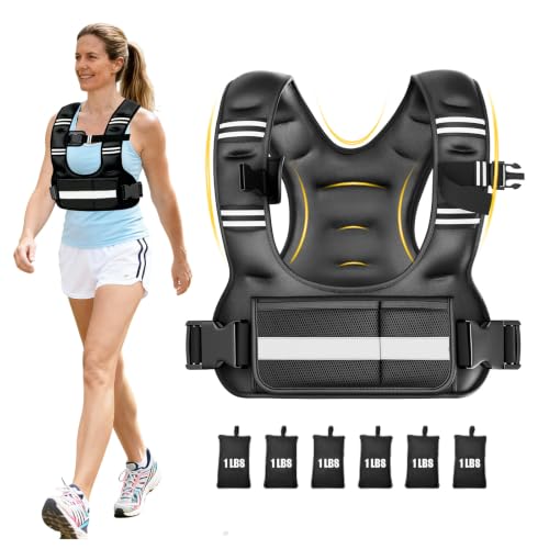 Black Adjustable Weighted Vest for Women, 6-12lb U-Shaped Fitness Vest