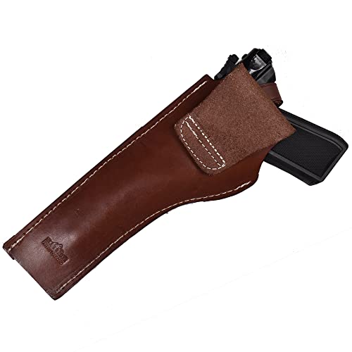 Leather Gun Holster with Mag Pouch for Ruger MK I-IV - Right Hand, Mahogany