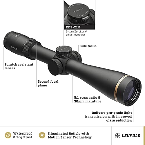 Leupold VX-5HD 3-15x44mm Riflescope with Illuminated FireDot Duplex and CDS-ZL2 | Side Focus, Matte Finish
