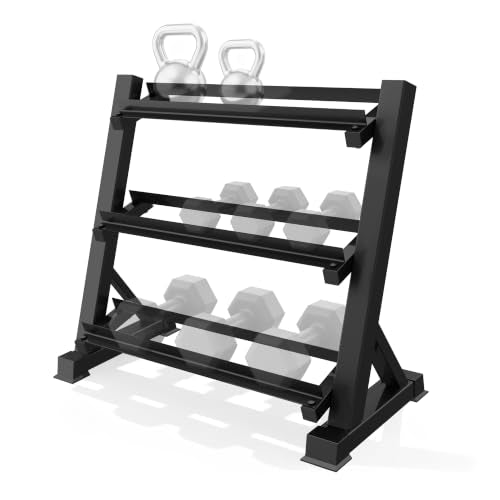 37 Inch 3-Tier Dumbbell Rack Adjustable Weight Storage Organizer for Home Gym