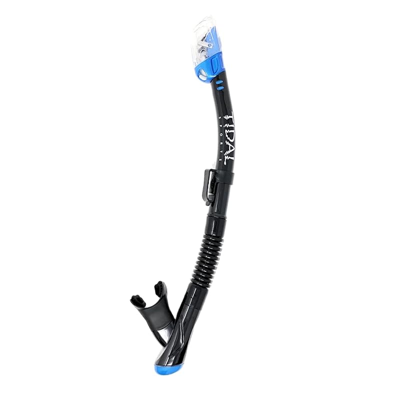 Pro Shot Tidal Dry Snorkel (Blue) – Dry Top, Easy-Breathing, Purge Valve for Snorkeling, Scuba Diving & Swimming