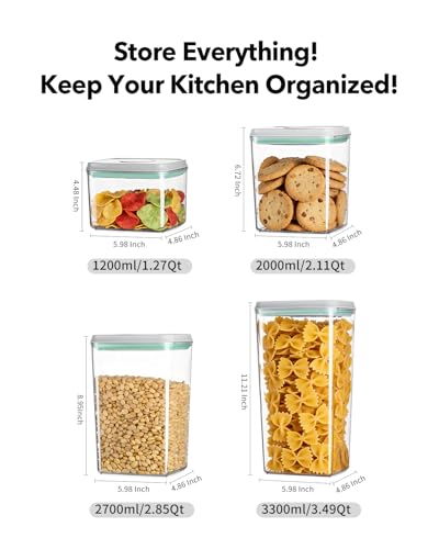 8-Piece Airtight Food Storage Container Set with One-Touch Lid - BPA-Free, Stackable for Pantry Organization