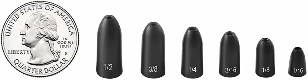 Tungsten Bullet Fishing Weights by [Brand Name] - 12 Pack Insert-Free Worm Sinkers | 1/8 to 1/2 oz Sizes