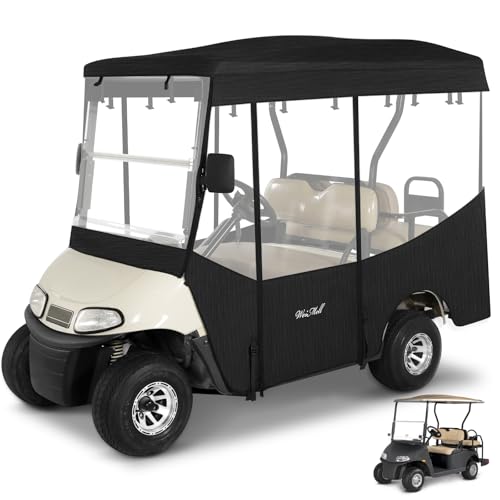 WEIMELL 4 Passenger EZGO RXV Golf Cart Enclosure with Extended Roof - Black, Waterproof