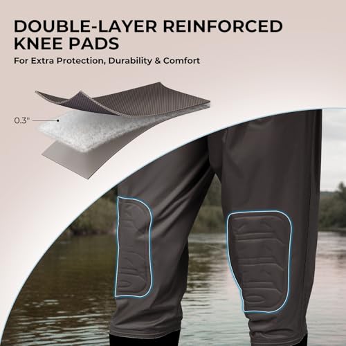 Kids Waterproof Chest Waders with Boots - Brown, Size 6/7 Little Kid