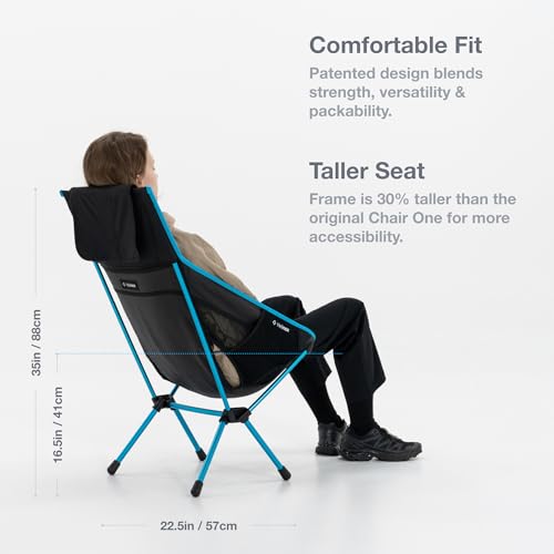High-Back Camping Chair - Packable Portable Outdoor Seat for Backpacking & Hiking - Black