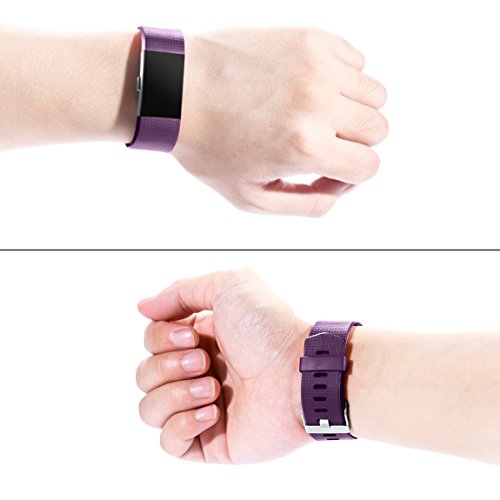 Maledan Replacement Bands for Fitbit Charge 2 Small 3-Pack Black Blue Plum