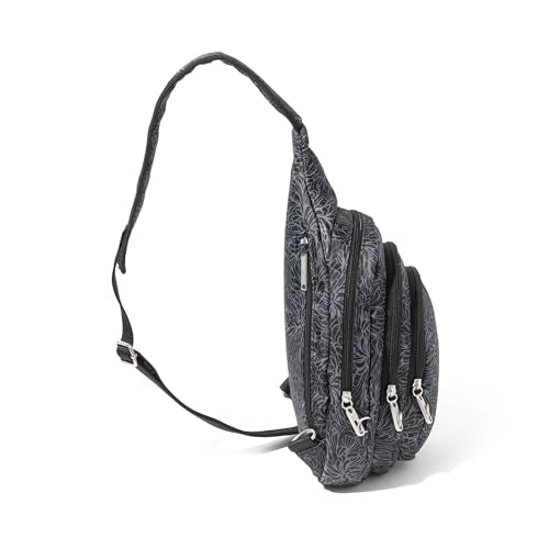 Baggallini Securtex® Anti-Theft Multi Zip Sling - Lightweight 8.6"x15.2" Travel Bag with Locking Zippers & RFID Protection