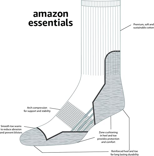 Women's Cushioned Hiking Crew Socks - Heather Grey, 6-9, 3 Pairs