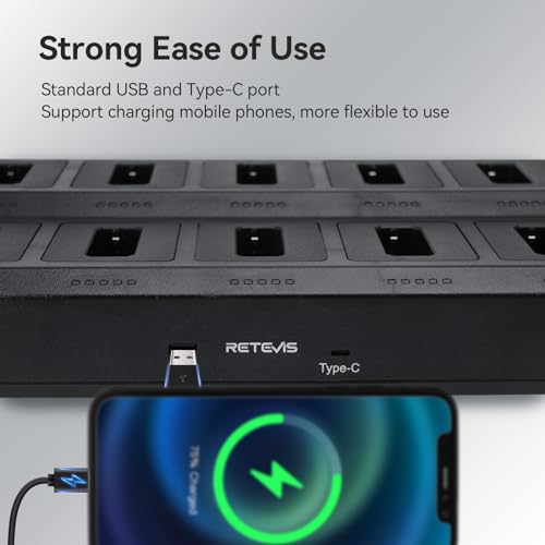 Retevis RT22 Walkie Talkie Charger 10-Way Multi-Unit Charging Station - 1 Pack