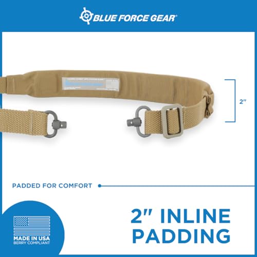 Coyote Brown Blue Force Gear Vickers Padded Sling with Swivels - Made in USA