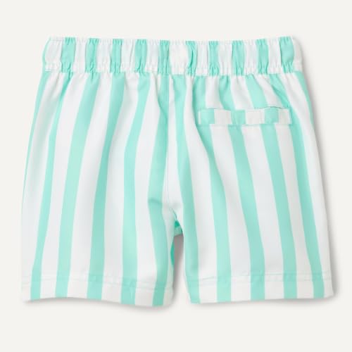 Kids' Woven Board Short Swim Trunk - Short Length, Bright Mint Green Stripe, Medium