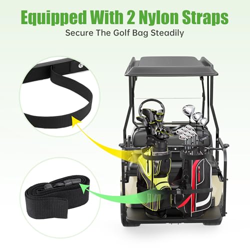 No-Drilling Golf Cart Bag Holder for Yamaha, EZGO, Club Car 2+2 Seater
