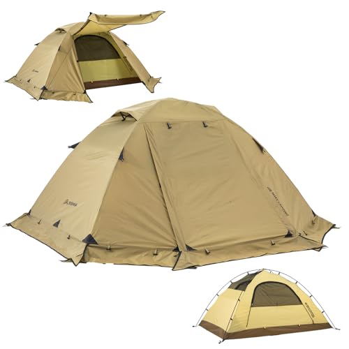 BISINNA 4-Season Backpacking Tent for 2 Persons - Brown, Lightweight, Waterproof, Easy Setup