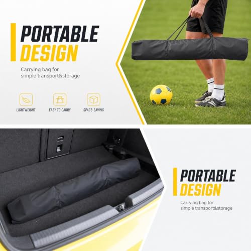 Garvee 12x6FT Yellow Soccer Goal with Foam Padded Posts, Heavy Duty Steel Frame, Portable Outdoor Training
