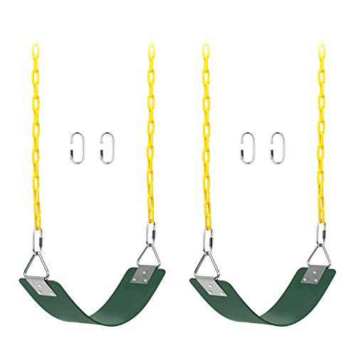 Green Swing Set Seats with 66-Inch Anti-Rust Chains - Pack of 2