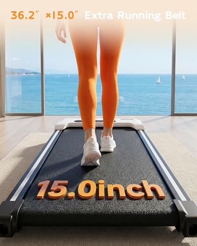 White TKWRUN Under Desk Walking Treadmill with Incline, Remote, 300Lbs Capacity