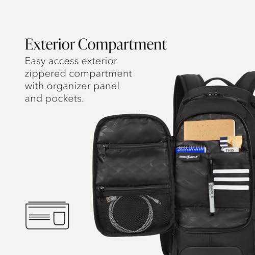 SwissGear 3598 Narrow Daypack Backpack Black Ballistic 18-Inch Slim Laptop Bag