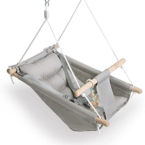 Gray Indoor Outdoor Baby Swing for Toddler & Baby Grow-Up Seat - Safety & Comfort