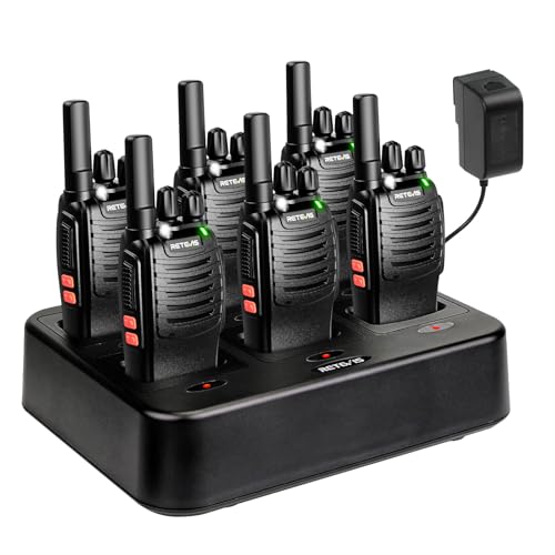 Retevis H-777 Walkie Talkies 6 Pack with 6-Way Charger, Flashlight, USB-C