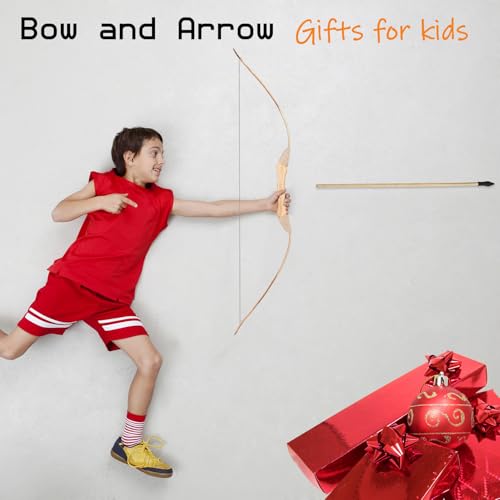 Kids Wooden Bow and Arrow Set - 32 Inch Archery Toy with 2 Bows & 20 Arrows - Black Variation