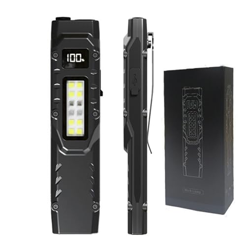 High Lumens Flat LED Flashlight with Digital Display, USB-C Rechargeable, Waterproof