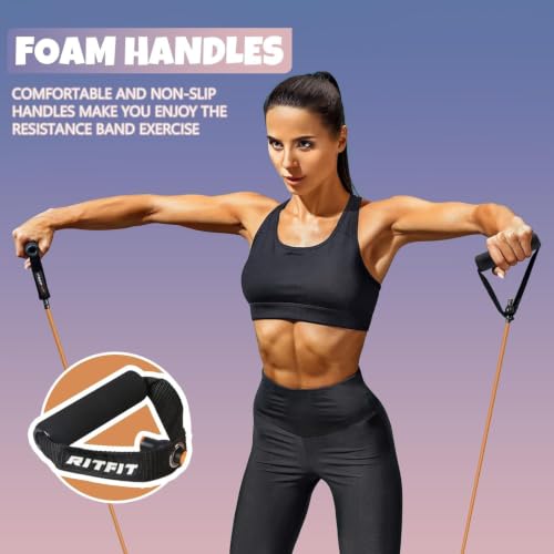 RitFit Single Resistance Bands with Handles & Door Anchor - 12-16lbs