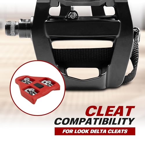 BV Bike Pedals Full Set - Delta & Shimano SPD Compatible 9/16" Toe Cage Exercise Bike Pedals for Peloton & Regular Shoes