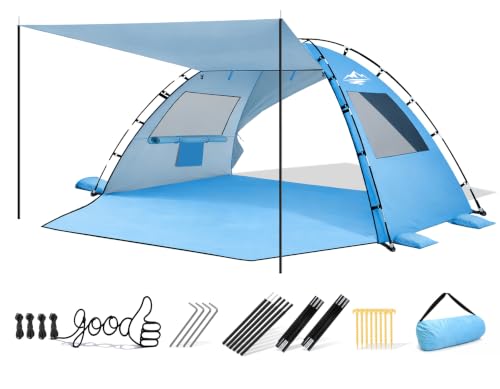 Purebox Sky Blue Beach Tent Sun Shelter with Canopy UPF50+ for 3-5 People
